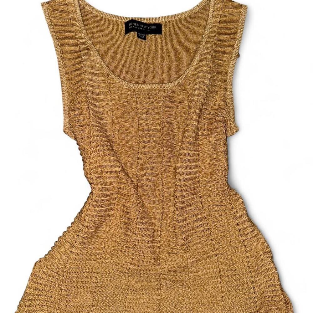 gold ribbed crochet knit tank